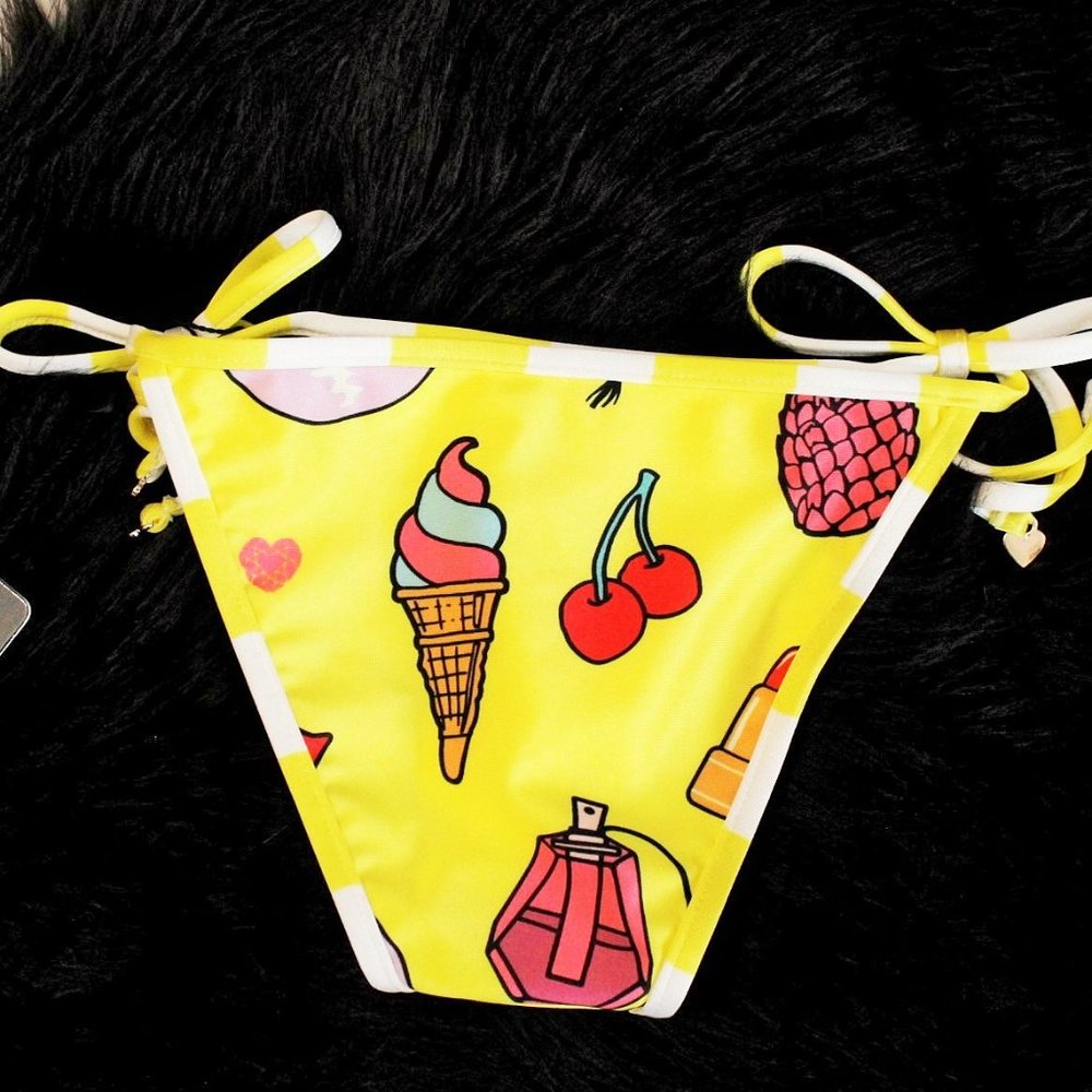 Wildfox Emoji Print Reversible Bikini Bottoms XS NWOT